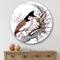 Designart - Vintage Beautiful Bird On A Branch - Traditional Metal Circle Wall Art
